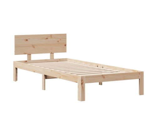 Cama con estantería sin colchón madera maciza de pino 90x200 cm