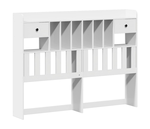 Cama con estantería sin colchón madera maciza blanca 140x200 cm