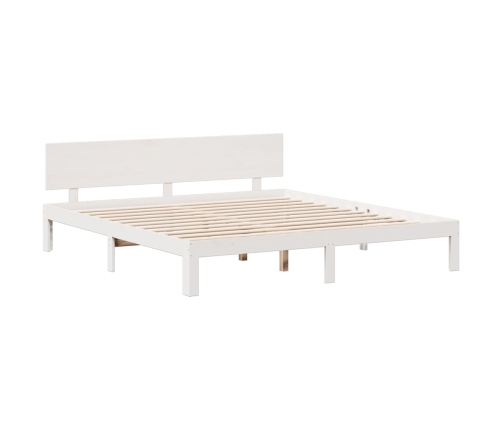 Cama con estantería sin colchón madera maciza blanca 200x200 cm