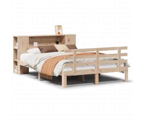 Cama con estantería sin colchón madera maciza de pino 135x190cm