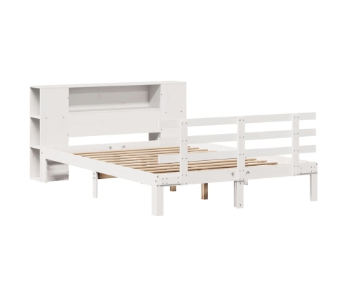 Cama con estantería sin colchón madera maciza blanca 120x200 cm
