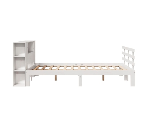Cama con estantería sin colchón madera maciza blanca 120x200 cm