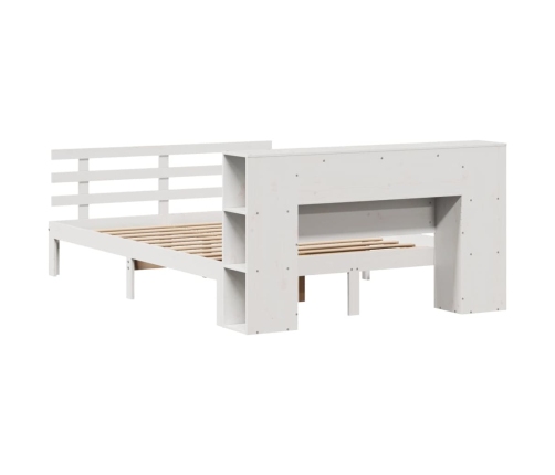 Cama con estantería sin colchón madera maciza blanca 120x200 cm