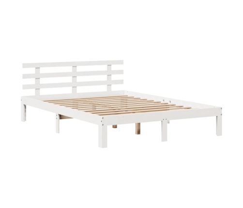 Cama con estantería sin colchón madera maciza blanca 120x200 cm