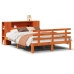 Cama con estantería sin colchón madera maciza marrón 135x190cm