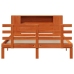Cama con estantería sin colchón madera maciza marrón 135x190cm