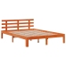 Cama con estantería sin colchón madera maciza marrón 135x190cm