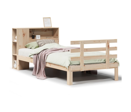 Cama con estantería sin colchón madera maciza de pino 90x200 cm