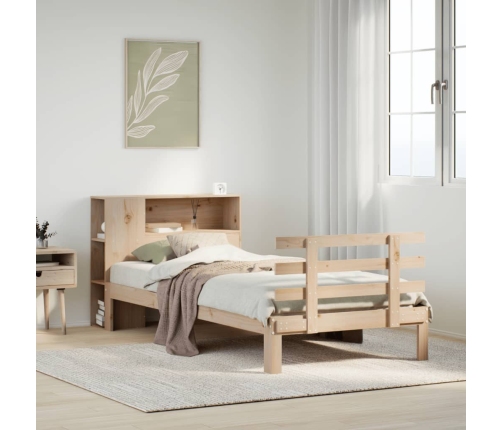 Cama con estantería sin colchón madera maciza de pino 90x200 cm