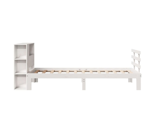 Cama con estantería sin colchón madera maciza blanco 90x200 cm