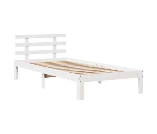 Cama con estantería sin colchón madera maciza blanco 90x200 cm