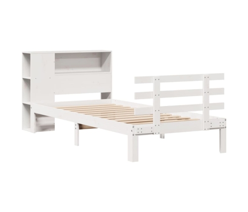 Cama con estantería sin colchón madera maciza blanca 100x200 cm