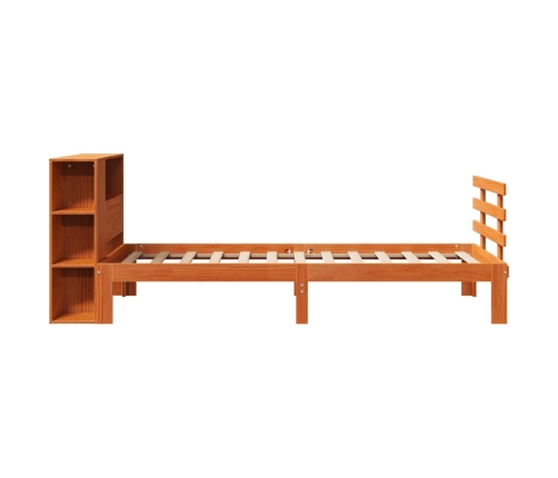 Cama con estantería sin colchón madera maciza marrón 100x200 cm