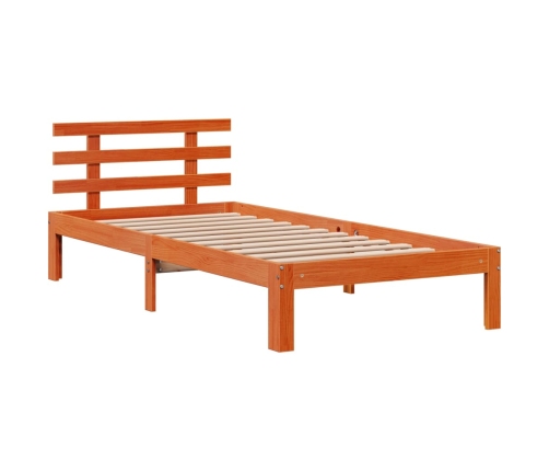 Cama con estantería sin colchón madera maciza marrón 100x200 cm