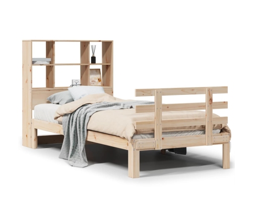 Cama con estantería sin colchón madera maciza de pino 90x200 cm