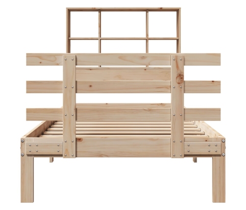 Cama con estantería sin colchón madera maciza de pino 90x200 cm