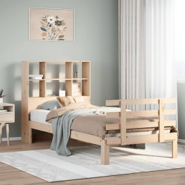 Cama con estantería sin colchón madera maciza de pino 90x200 cm