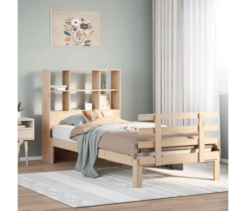 Cama con estantería sin colchón madera maciza de pino 90x200 cm