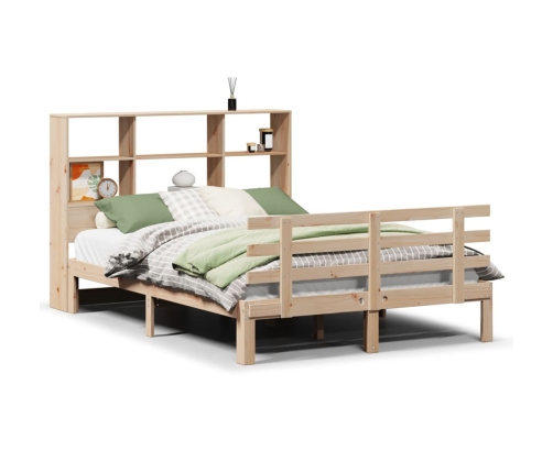 Cama con estantería sin colchón madera maciza de pino 120x200cm