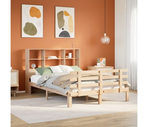 Cama con estantería sin colchón madera maciza de pino 120x200cm