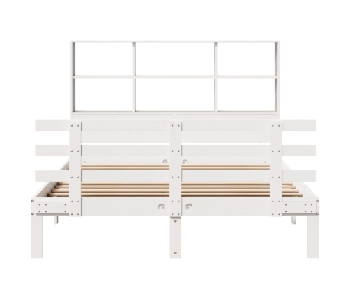 Cama con estantería sin colchón madera maciza blanca 120x200 cm