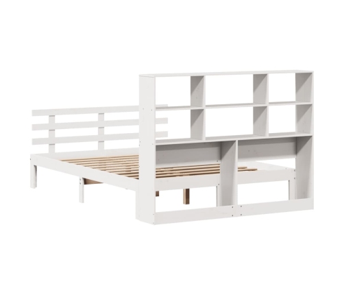 Cama con estantería sin colchón madera maciza blanca 120x200 cm