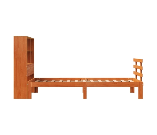 Cama con estantería sin colchón madera maciza marrón 90x190 cm