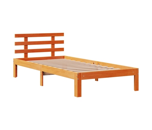 Cama con estantería sin colchón madera maciza marrón 90x190 cm