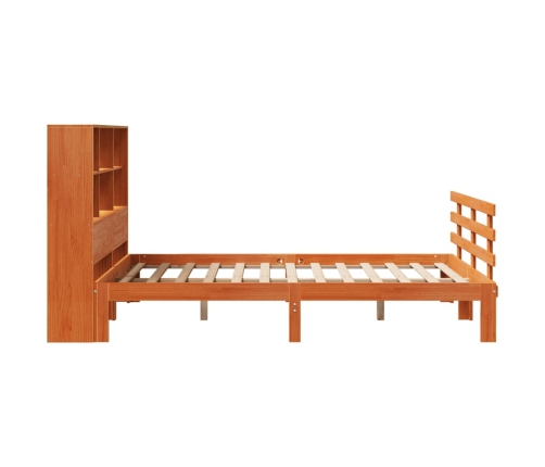 Cama con estantería sin colchón madera maciza marrón 120x190 cm