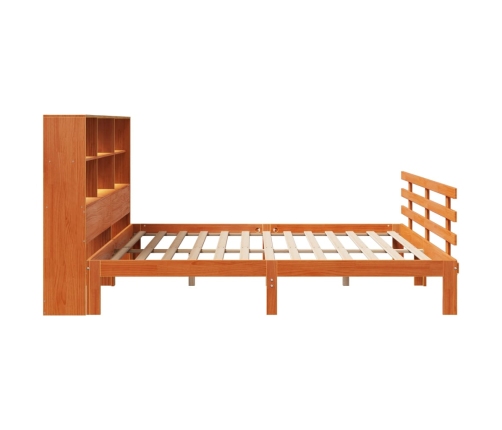 Cama con estantería sin colchón madera maciza marrón 180x200cm