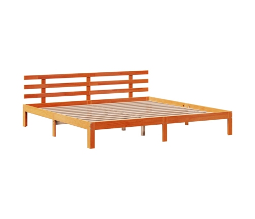 Cama con estantería sin colchón madera maciza marrón 180x200cm