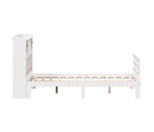 Cama con estantería sin colchón madera maciza blanca 135x190 cm