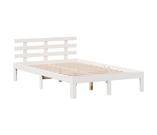 Cama con estantería sin colchón madera maciza blanca 135x190 cm