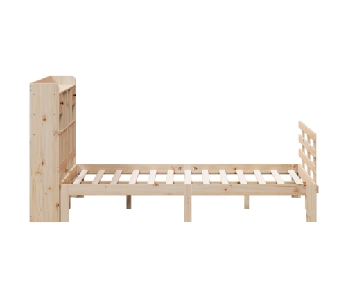 Cama con estantería sin colchón madera maciza de pino 140x190cm