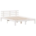 Cama con estantería sin colchón madera maciza blanca 140x190 cm