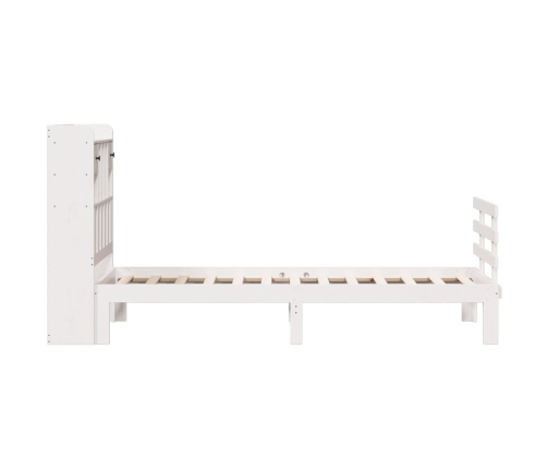 Cama con estantería sin colchón madera maciza blanco 90x200 cm