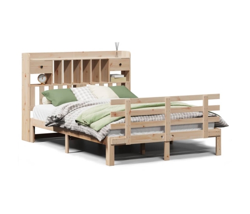 Cama con estantería sin colchón madera maciza de pino 140x200cm