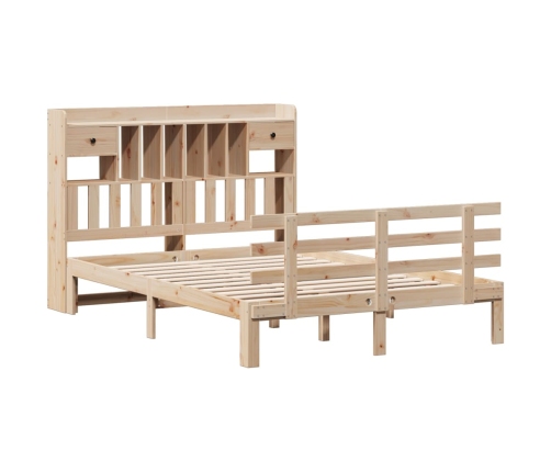 Cama con estantería sin colchón madera maciza de pino 140x200cm