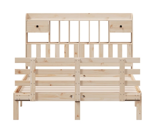 Cama con estantería sin colchón madera maciza de pino 140x200cm