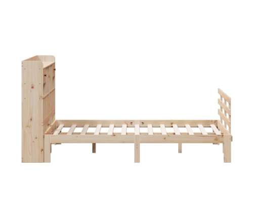 Cama con estantería sin colchón madera maciza de pino 140x200cm