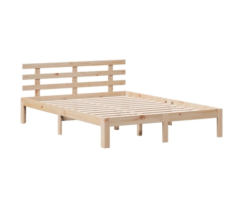 Cama con estantería sin colchón madera maciza de pino 140x200cm