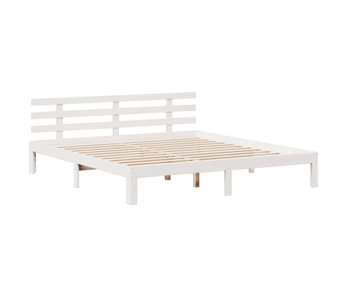 Cama con estantería sin colchón madera maciza blanca 180x200 cm