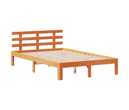 Cama con estantería sin colchón madera maciza marrón 135x190cm