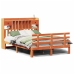Cama con estantería sin colchón madera maciza marrón 140x190 cm