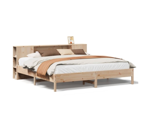 Cama con estantería sin colchón madera maciza de pino 200x200cm