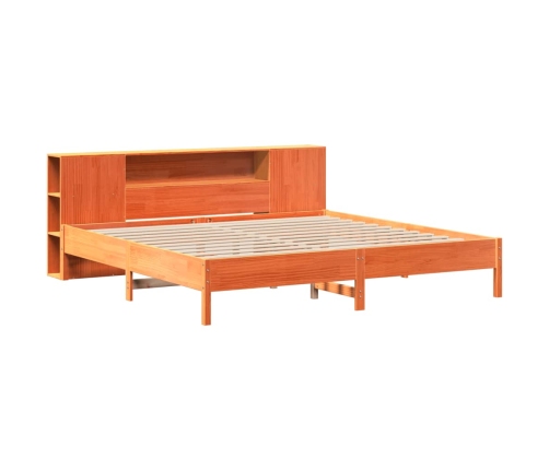 Cama con estantería sin colchón madera maciza marrón 200x200 cm