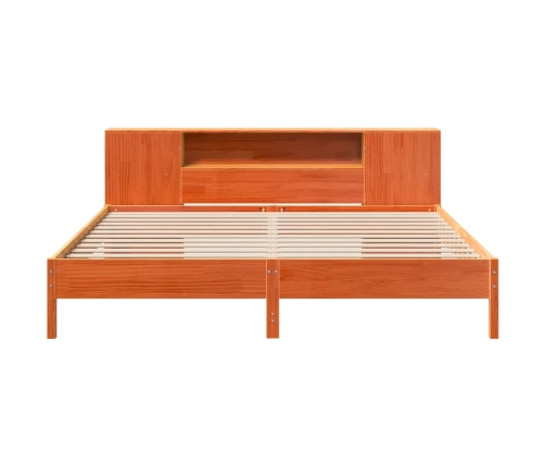 Cama con estantería sin colchón madera maciza marrón 200x200 cm