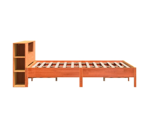 Cama con estantería sin colchón madera maciza marrón 200x200 cm