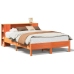 Cama con estantería sin colchón madera maciza marrón 160x200 cm