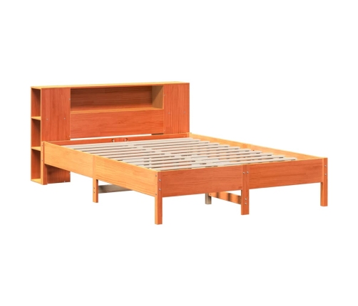 Cama con estantería sin colchón madera maciza marrón 160x200 cm